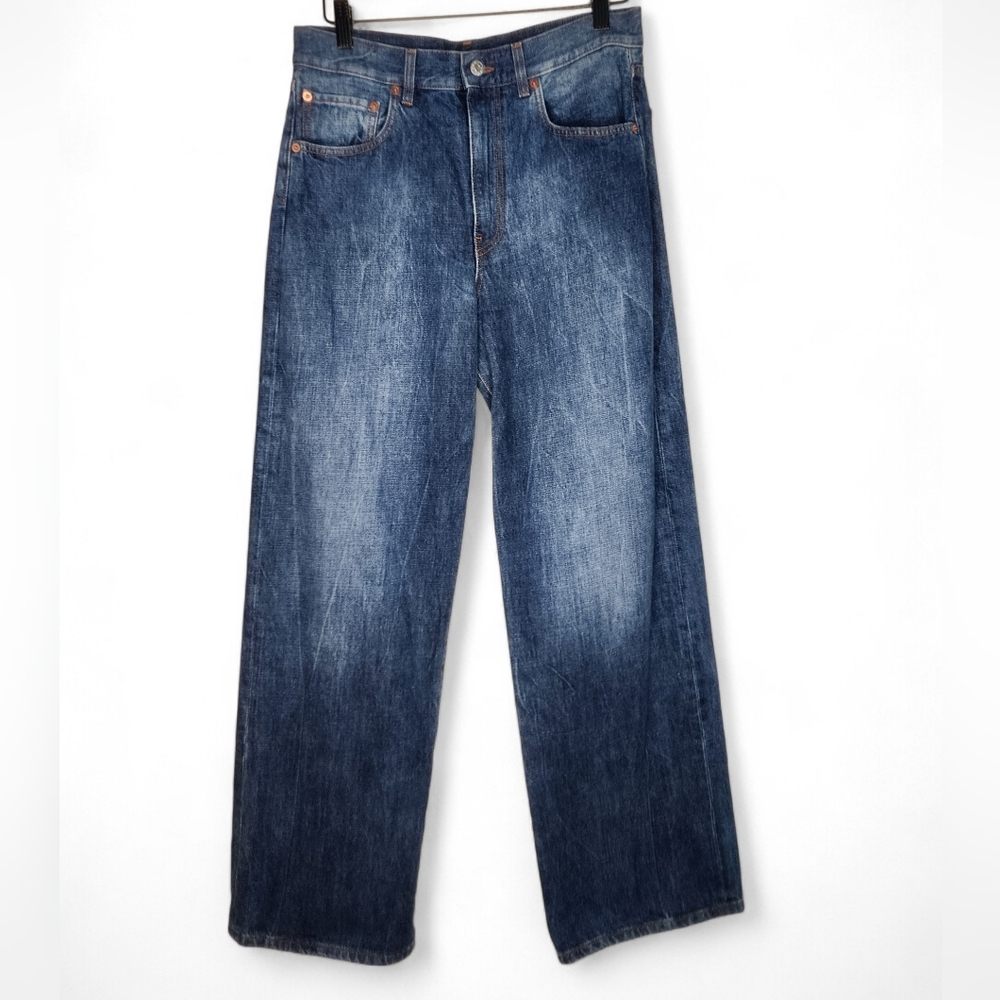 6397 Wide Jeans in Marbled Blue Size 27 Made in Italy New With Tags